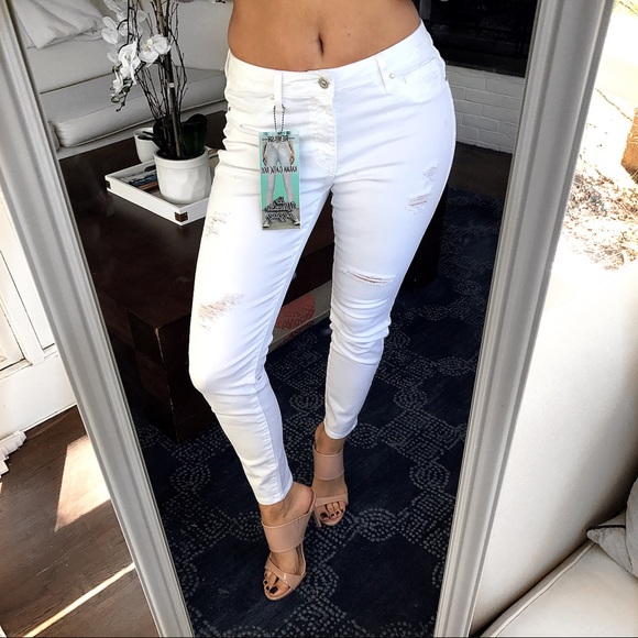 White Distressed REWASH Brand Jeans/Jeggings ☁️ - Picture 2 of 8